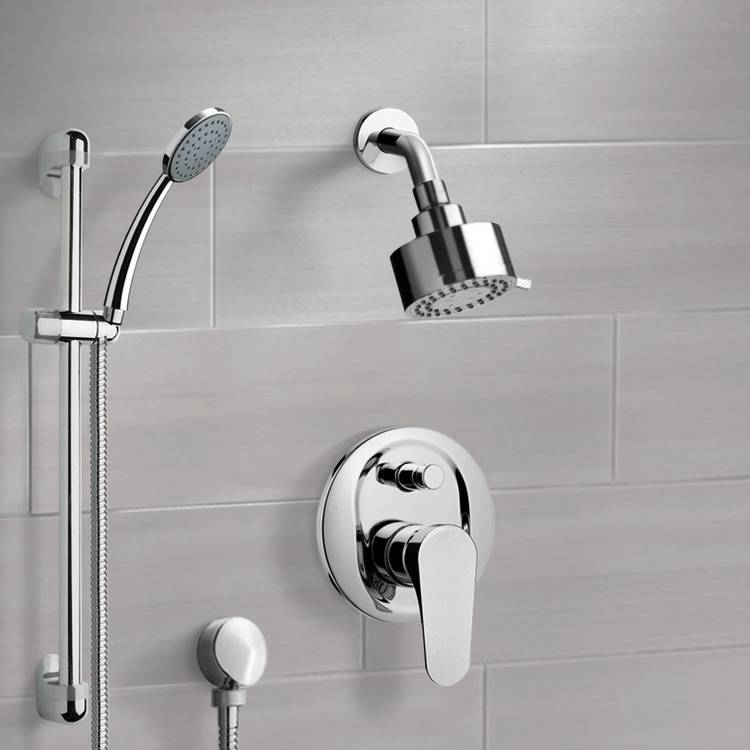 Rendino Chrome Shower System with Multi Function Shower Head and Hand Shower - Stellar Hardware and Bath 