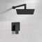 Mario Matte Black Shower Faucet with Rain Shower Head - Stellar Hardware and Bath 