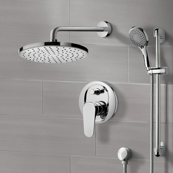 Rendino Chrome Shower System with 8" Rain Shower Head and Hand Shower - Stellar Hardware and Bath 