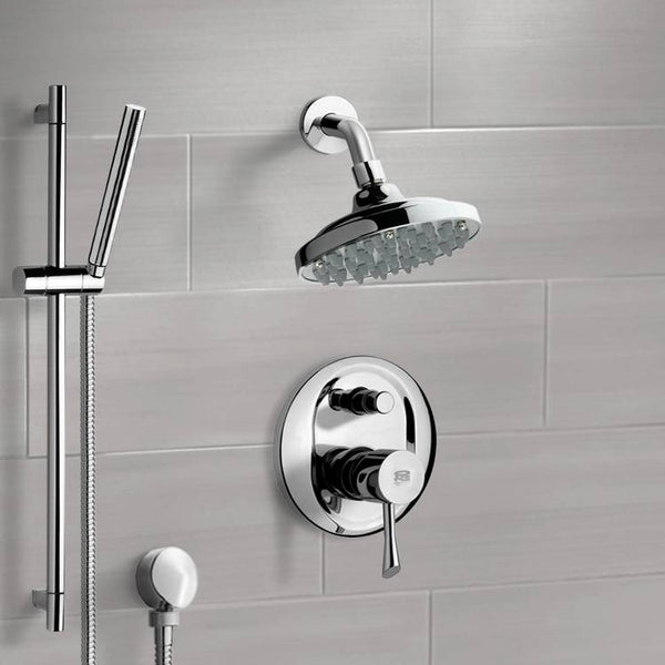 Rendino Chrome Shower System with 6" Rain Shower Head and Hand Shower - Stellar Hardware and Bath 