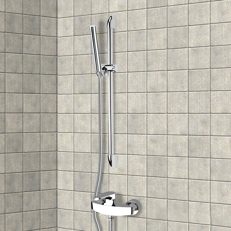 Rendino Chrome Slidebar Shower Set With Hand Shower - Stellar Hardware and Bath 