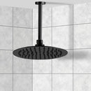 Water Therapy 10" Ceiling Mounted Rain Shower Head With Arm, Matte Black - Stellar Hardware and Bath 