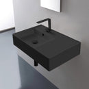 Teorema 2 Matte Black Ceramic Wall Mounted or Vessel Sink With Counter Space - Stellar Hardware and Bath 