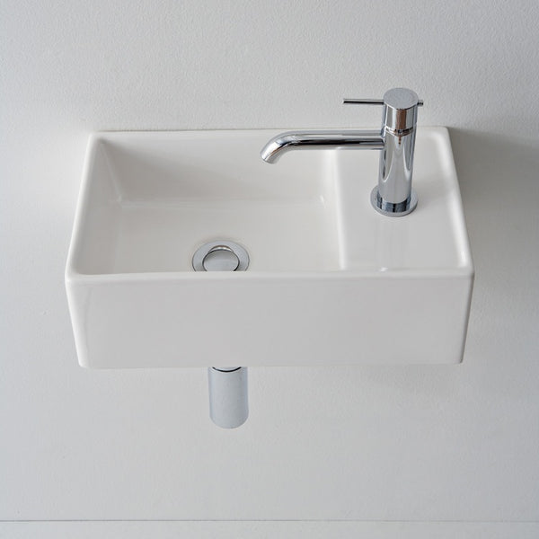 Teorema Rectangular White Ceramic Wall Mounted or Vessel Sink - Stellar Hardware and Bath 
