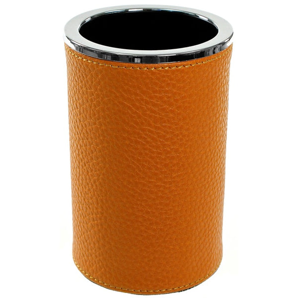 Round Toothbrush Holder Made From Faux Leather in Orange Finish - Stellar Hardware and Bath 