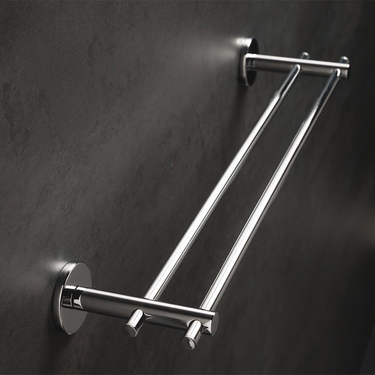 Venus Chrome 18 Inch Double Towel Bar Made in Brass - Stellar Hardware and Bath 