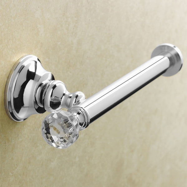 Smart Light Chrome Brass Toilet Roll Holder with Crystal - Stellar Hardware and Bath 
