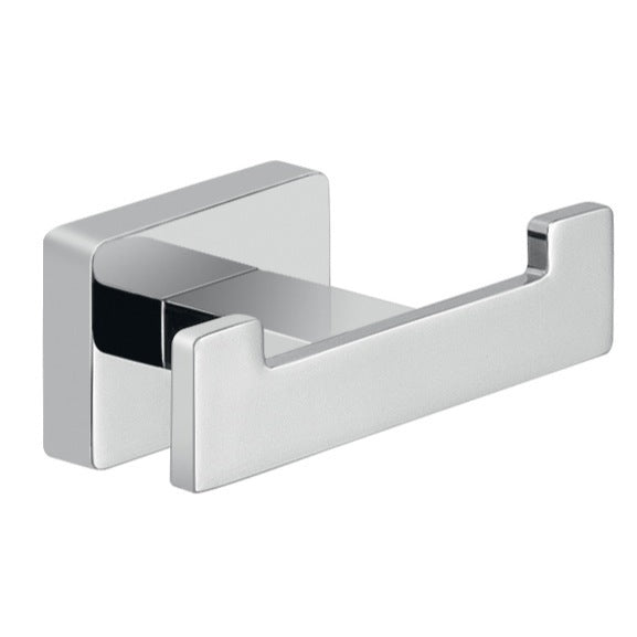 Atena Square Chrome Wall Mounted Double Hook - Stellar Hardware and Bath 