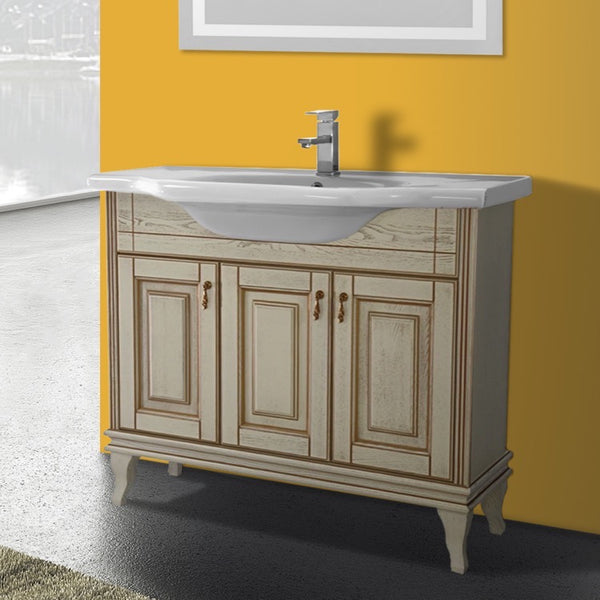 40 Inch Floor Standing Vanilla Vanity Cabinet With Fitted Sink - Stellar Hardware and Bath 