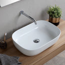 Glam Oval White Ceramic Vessel Sink - Stellar Hardware and Bath 