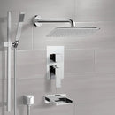 Galiano Chrome Tub and Shower System with 14" Rain Shower Head and Hand Shower - Stellar Hardware and Bath 