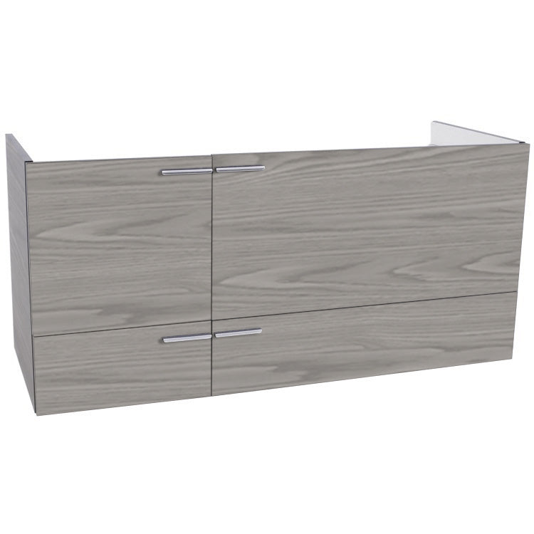 47 Inch Wall Mount Grey Walnut Double Bathroom Vanity Cabinet - Stellar Hardware and Bath 