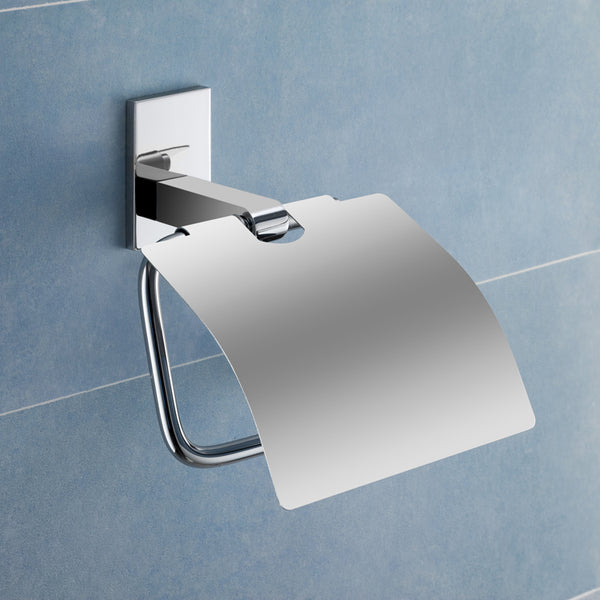 Maine Chromed Brass Toilet Roll Holder With Cover - Stellar Hardware and Bath 