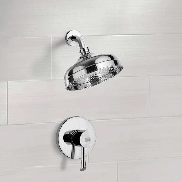 Mario Shower Faucet Set with 8" Rain Shower Head - Stellar Hardware and Bath 