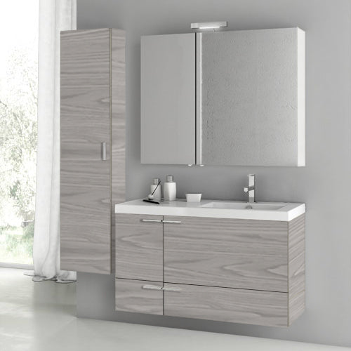 39 Inch Grey Walnut Bathroom Vanity Set - Stellar Hardware and Bath 