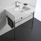 Teorema 2 Rectangular Ceramic Console Sink and Polished Chrome Stand - Stellar Hardware and Bath 