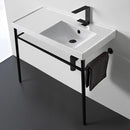 ML Rectangular Ceramic Console Sink and Matte Black Stand - Stellar Hardware and Bath 