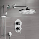 Rendino Chrome Shower System with 8" Rain Shower Head and Hand Shower - Stellar Hardware and Bath 