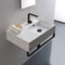 Teorema 2 Rectangular Ceramic Wall Mounted Sink, Matte Black Towel Bar Included - Stellar Hardware and Bath 