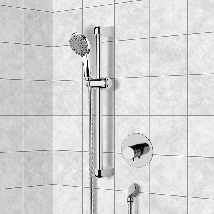 Autunno Chrome Thermostatic Slidebar Shower Set With Multi Function Hand Shower - Stellar Hardware and Bath 