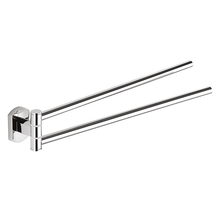 Edera 14 Inch Double Swivel Polished Chrome Towel Bar - Stellar Hardware and Bath 