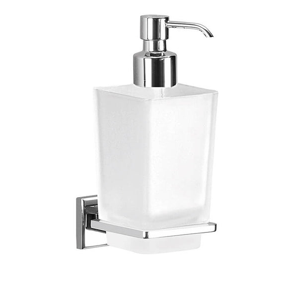 Colorado Wall Mounted Frosted Glass Soap Dispenser With Chrome Mounting - Stellar Hardware and Bath 