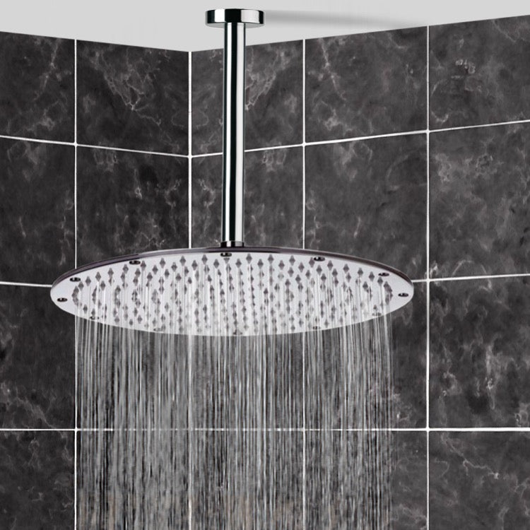 Enzo 14" Ceiling Mount Rain Shower Head With Arm, Chrome - Stellar Hardware and Bath 