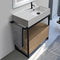 Solid Console Sink Vanity With Ceramic Sink and Natural Brown Oak Drawer - Stellar Hardware and Bath 