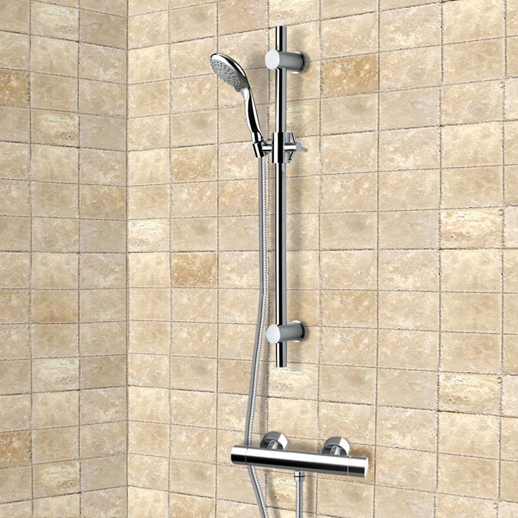 Autunno Chrome Thermostatic Slidebar Shower Set With Multi Function Hand Shower - Stellar Hardware and Bath 