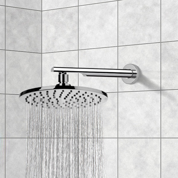 Water Therapy 8" Round Chrome Rain Shower Head With Arm - Stellar Hardware and Bath 