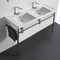 ML Double Basin Ceramic Console Sink and Polished Chrome Stand - Stellar Hardware and Bath 