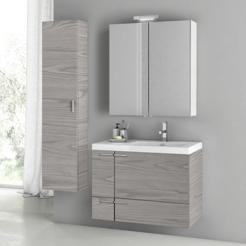 31 Inch Grey Walnut Bathroom Vanity Set - Stellar Hardware and Bath 