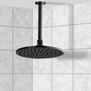 Water Therapy 8" Ceiling Mount Rain Shower Head With Arm, Matte Black - Stellar Hardware and Bath 