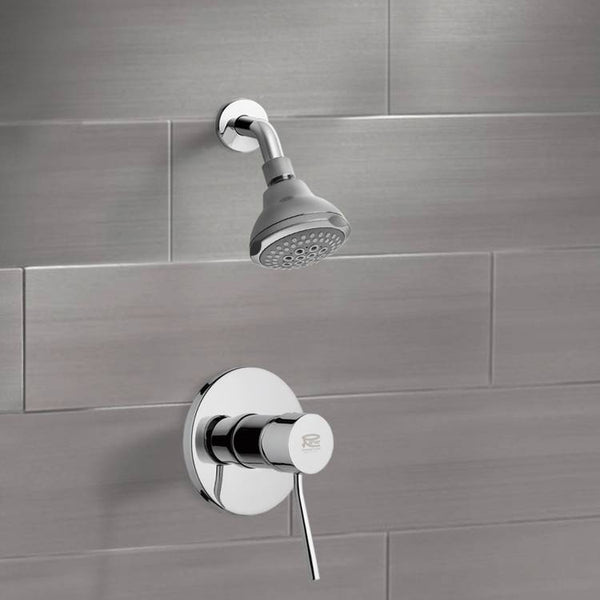 Mario Chrome Shower Faucet Set with 3" Rain Shower Head - Stellar Hardware and Bath 