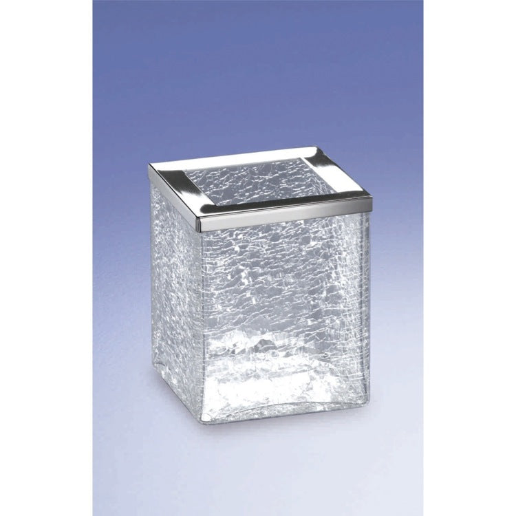 Free Standing Crackled Glass Square Toothbrush Holder - Stellar Hardware and Bath 