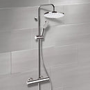 Elegance Chrome Thermostatic Exposed Pipe Shower System with 10" Rain Shower Head and Hand Shower - Stellar Hardware and Bath 