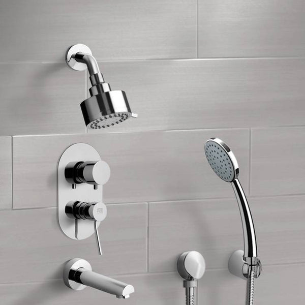 Tyga Chrome Tub and Shower System with Multi Function Shower Head and Hand Shower - Stellar Hardware and Bath 