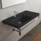 ML Wall Mounted Matte Black Ceramic Sink With Polished Chrome Towel Bar - Stellar Hardware and Bath 