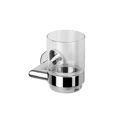 Wall Mounted Glass Tumbler with Chrome Holder - Stellar Hardware and Bath 