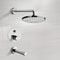 Peleo Chrome Thermostatic Tub and Shower Faucet Sets with 8" Rain Shower Head - Stellar Hardware and Bath 