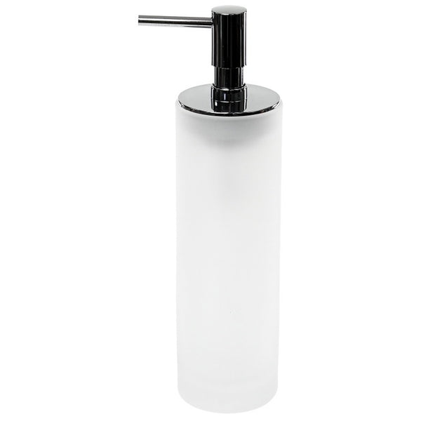 Tiglio White Round and Free Standing Soap Dispenser in Glass - Stellar Hardware and Bath 