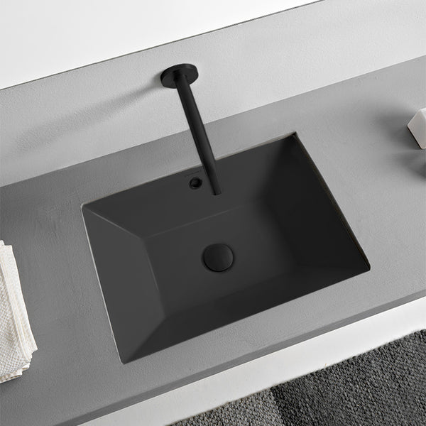 Teorema 2 Rectangular Matte Black Ceramic Undermount Sink - Stellar Hardware and Bath 