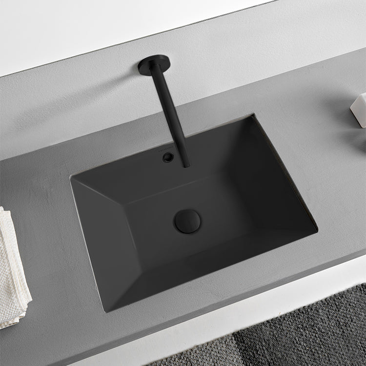 Teorema 2 Rectangular Matte Black Ceramic Undermount Sink - Stellar Hardware and Bath 
