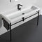 Cangas Large Ceramic Console Sink and Matte Black Stand - Stellar Hardware and Bath 