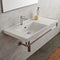 ML Rectangular Wall Mounted Ceramic Sink With Polished Chrome Towel Bar - Stellar Hardware and Bath 