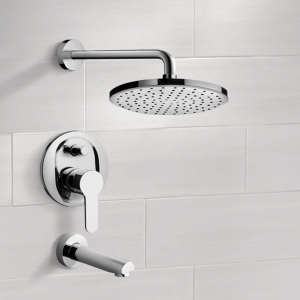 Peleo Chrome Tub and Shower Faucet Sets with 8" Rain Shower Head - Stellar Hardware and Bath 