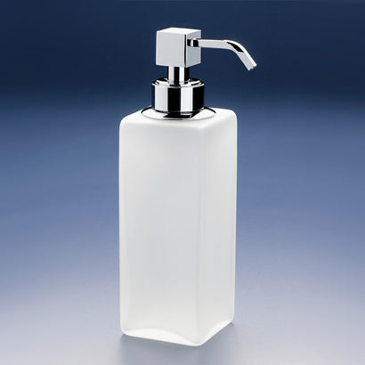 Box Frozen Squared Tall Frosted Crystal Glass Soap Dispenser - Stellar Hardware and Bath 