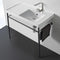 ML Rectangular Ceramic Console Sink and Polished Chrome Stand - Stellar Hardware and Bath 