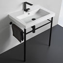 Cangas Ceramic Console Sink and Matte Black Stand - Stellar Hardware and Bath 