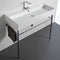 Teorema Large Rectangular Ceramic Console Sink and Polished Chrome Stand - Stellar Hardware and Bath 